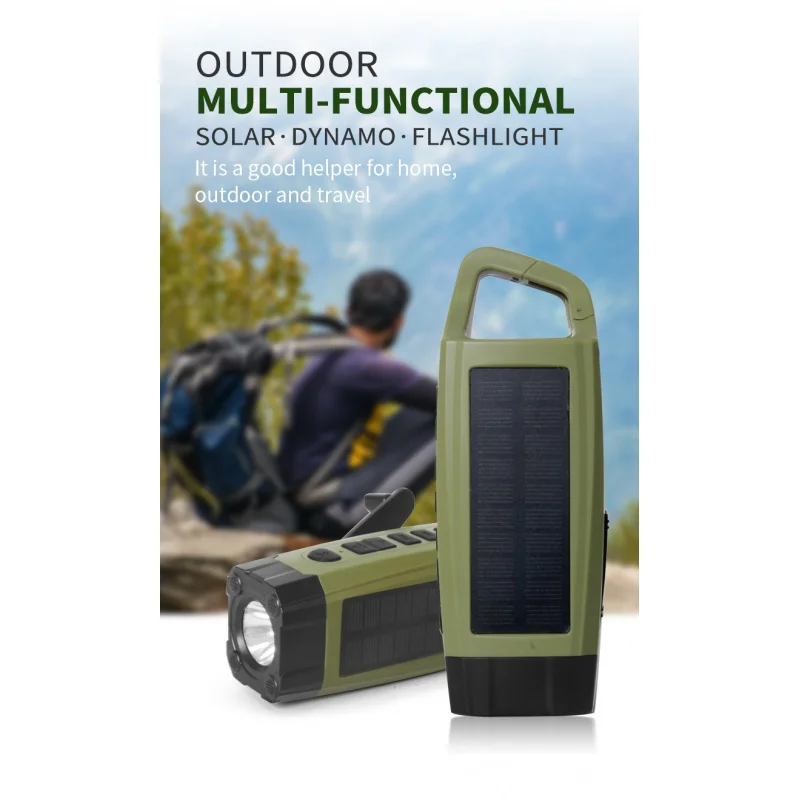 

AWIND New Arrival Outdoor Radio Portable Multifunction Solar Dynamo Flashlight Usb Rechargeable AM FM Radio