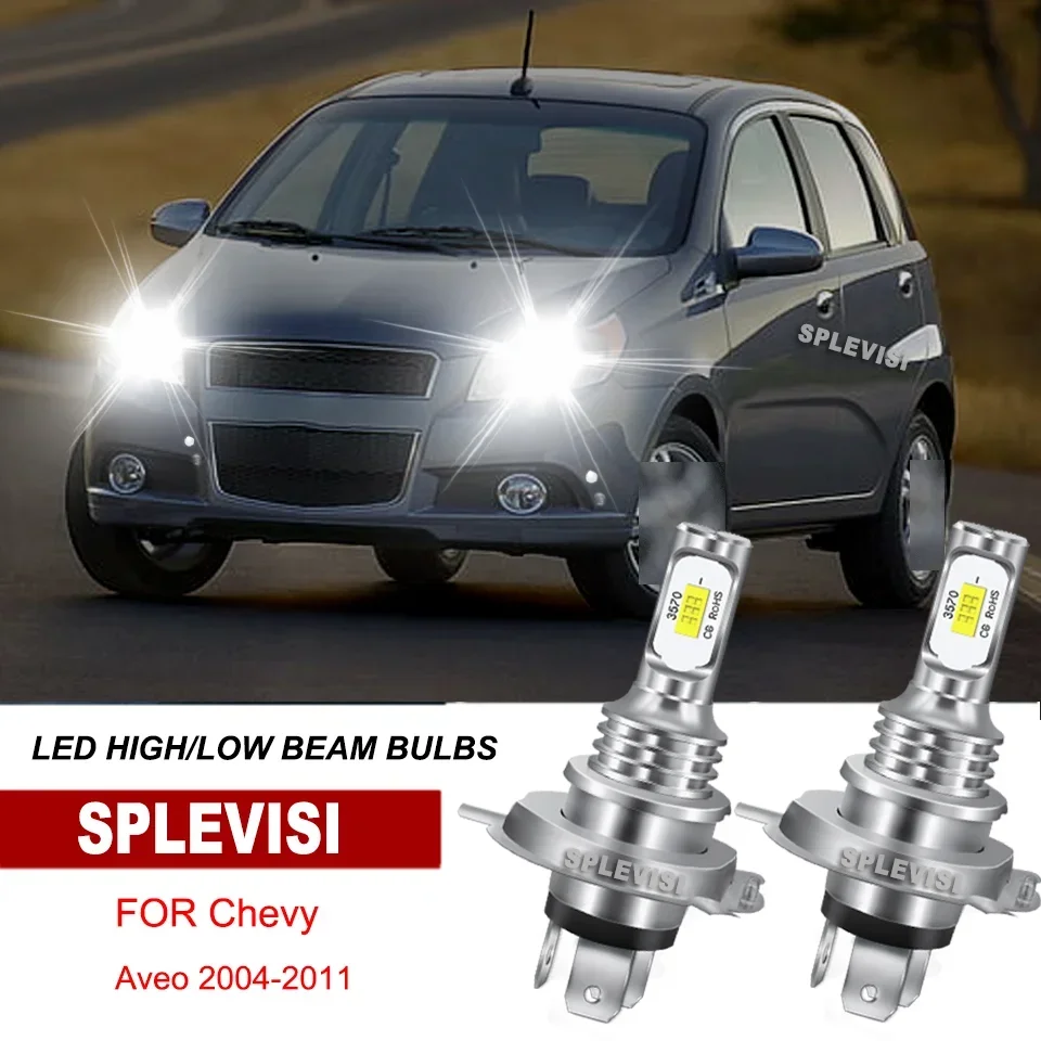 

2 шт. 9003/H4 светодиодные лампы дальнего/ближнего света 6000K Plug & Play алюминий для Chevy Aveo 2004-2011 2005 2006 2007 2008 2009 2010