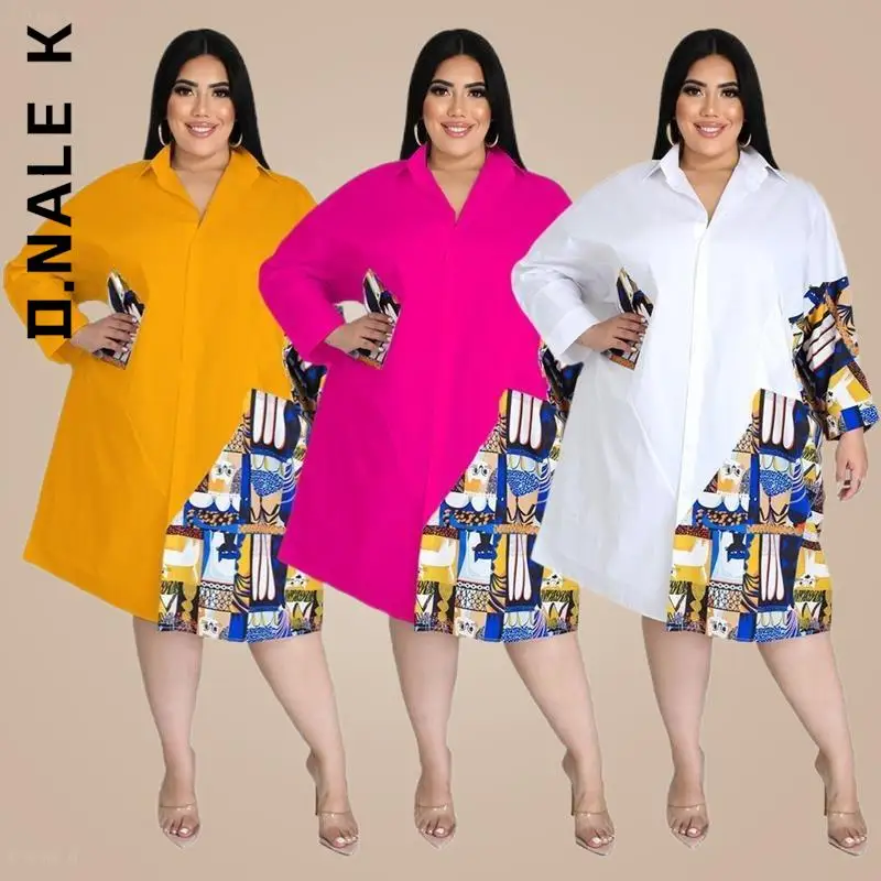 

D.Nale K Long Sleeve New Dress Women Patchwork Buttons Dresses Midi Dress Women's Dress Loose Elegant Female Vestidos