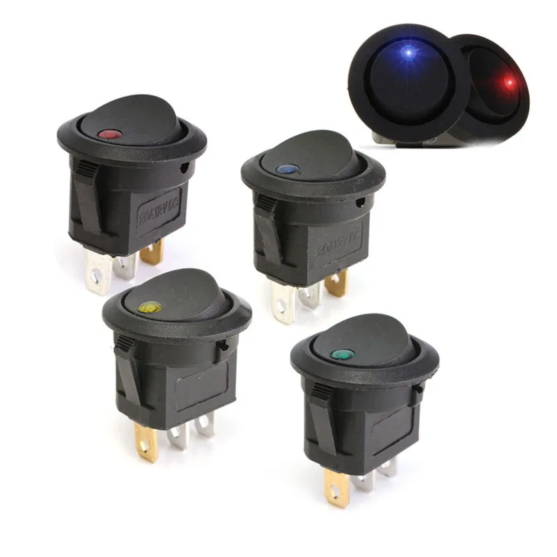 

10PCS Universal Car Styling 16A 12V LED Dot Light Car Boat Round Rocker ON/OFF SPST Switch &Wholesale