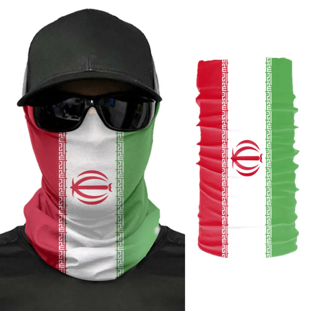 

2022 Iran Flag Scarf Neck Face Mask Unisex Fashion Neck Warmer Seamless Bandana Headwear Cycling Hiking