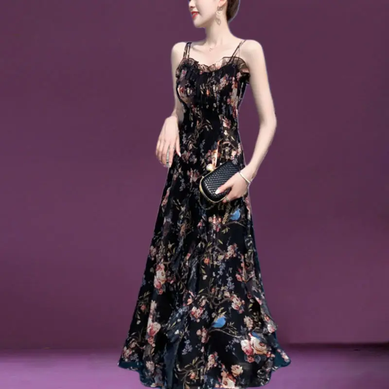 

Женская юбка-платье, Длинная элегантная юбка без рукавов, можно носить в обычное время банкета, 2022