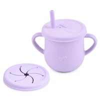 solid color baby snack cup baby silicone sippy cups bpa free portable storage snack container feeding cup for children leakproof