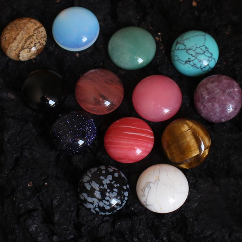 

4pcs 16mm Amethysts Natural Stone Flatback Beads Round Loose Beads Cabochon Cameo Fit Pendants Bsase Tray For Jewelry Making