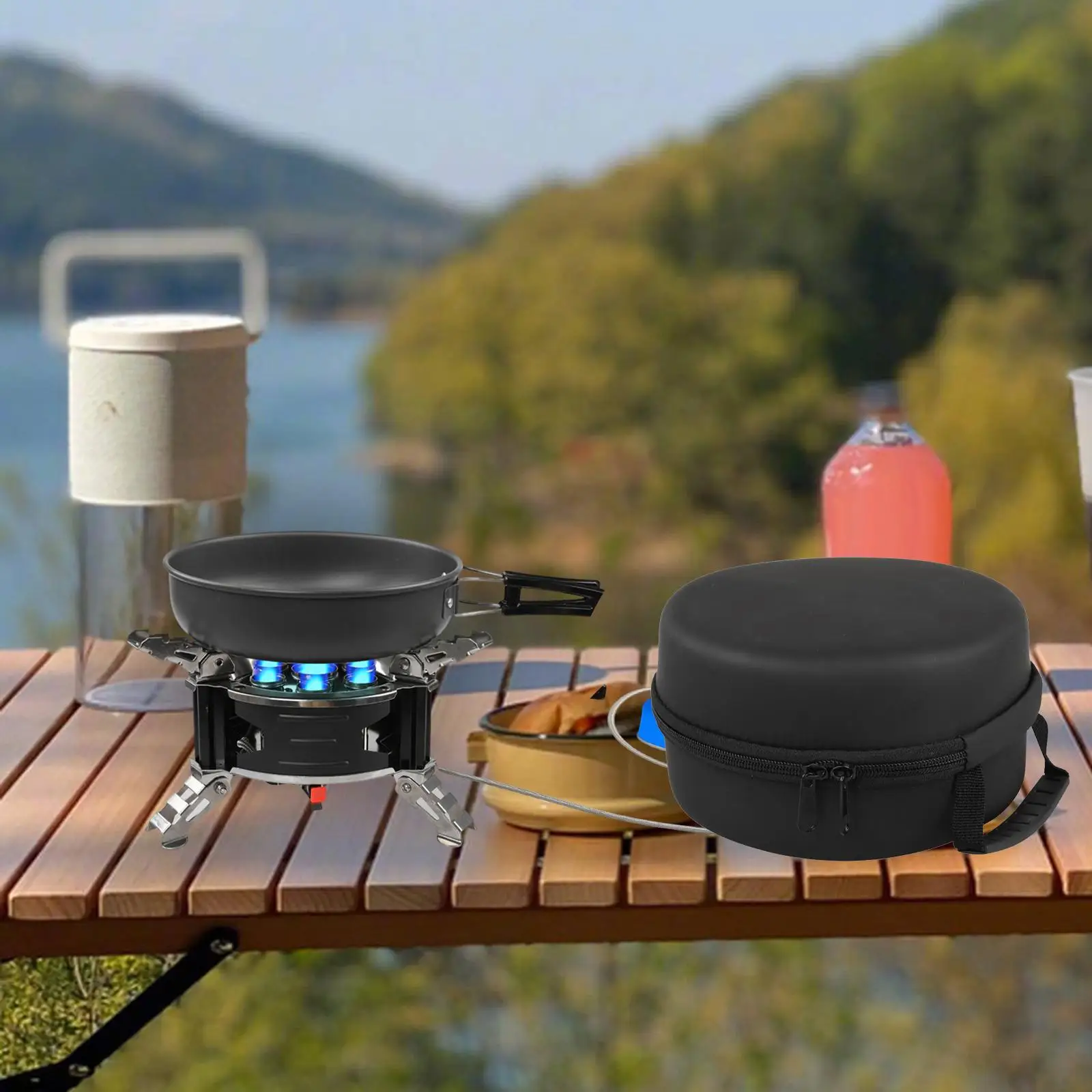 

Camping Stove Wind Resistance Outdoor Stove Burner Stable Support with Carrying Case for Fishing Hiking Traveling BBQ