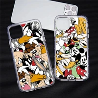 disney mickey minnie mouse bugs bunny phone case for iphone 13 12 11 pro max mini xs 8 7 plus x se 2020 xr transparent cover