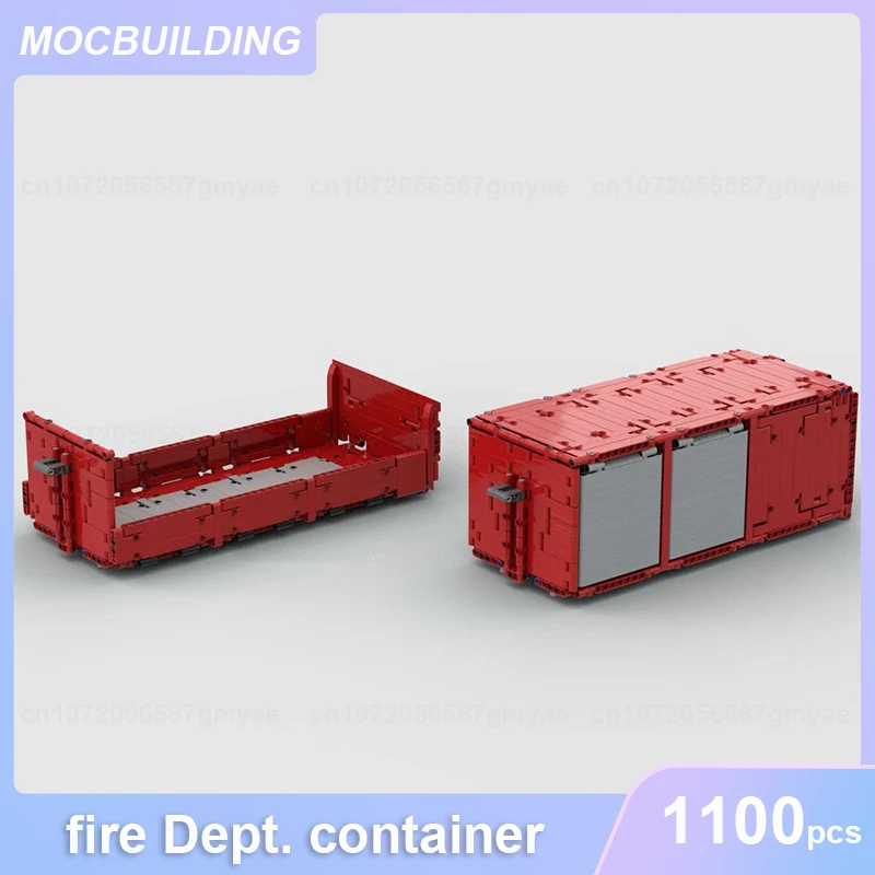 Fire Dept. Hooklift контейнер, упаковка, модель MOC, строительные блоки, сделай сам, сборные кирпичи, креативная транспортировка, рождественские игрушки, подарки, 1100 шт.