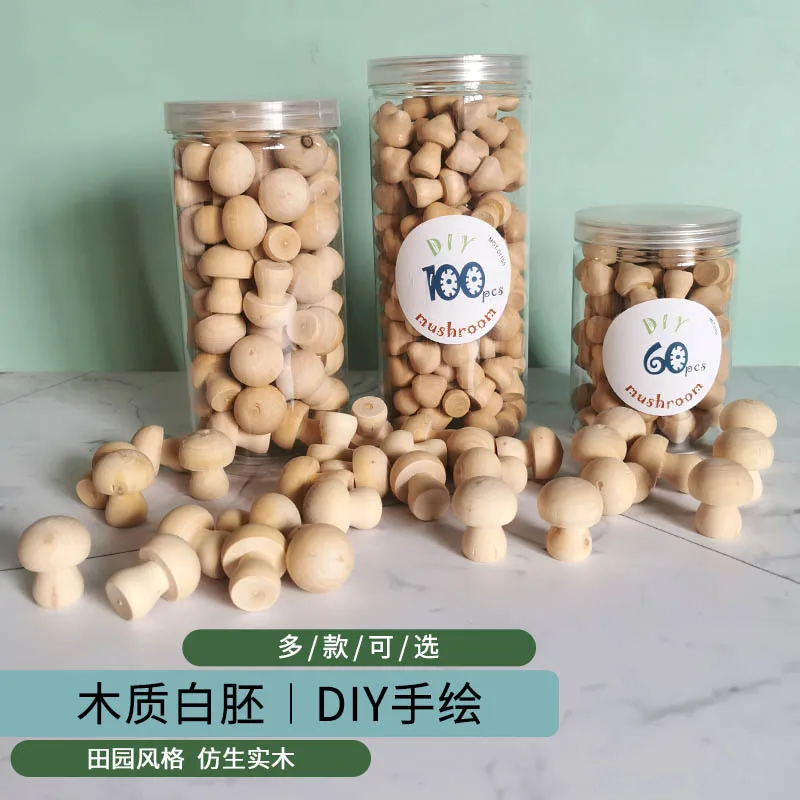 

Creative Wooden Handicrafts Mushroom Wood-colored Embryo Preschool Education Utensils Painted Diy Set Toys Art and Craft