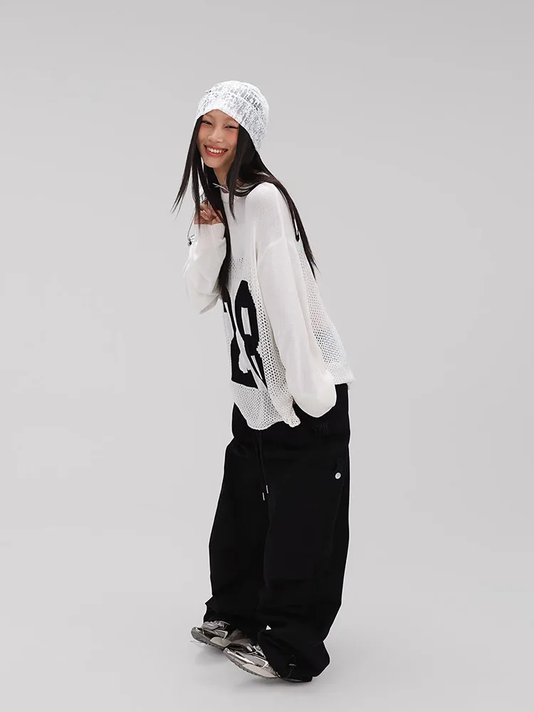 CBXLAB уличный танцевальный Женский Белый Американский вязаный свитер в стиле