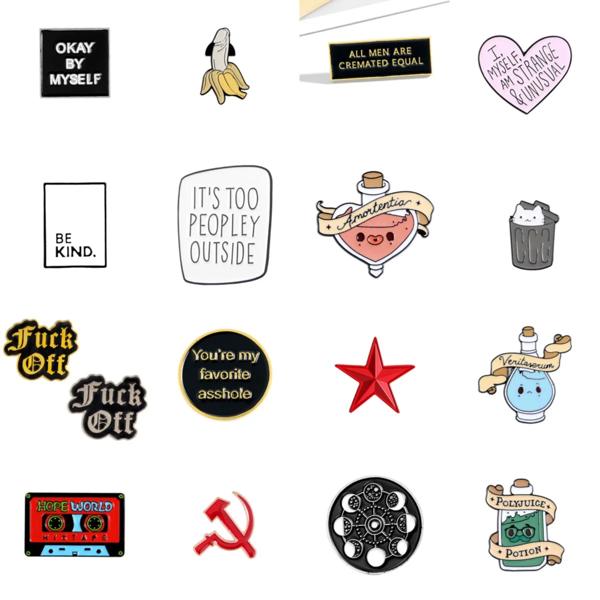 

Personality Cartoon Badges okay be myself Funny Phrases Enamel Pin Lapel Clothes i have no idea Backpack Brooch Creative Gift