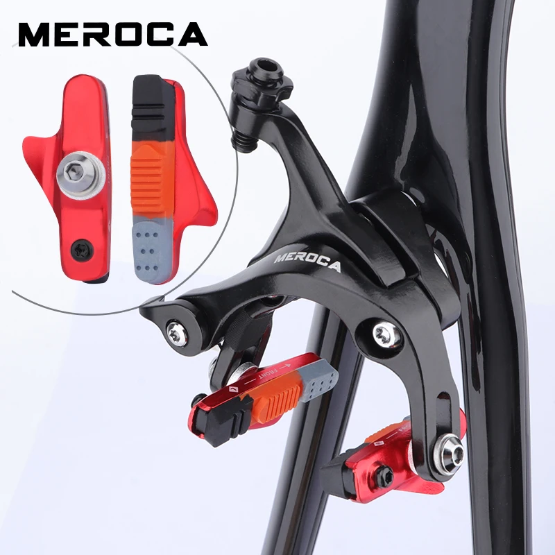 

MEROCA Road Bike Brake Pads V-brake With Mud Trough Silent Aluminum Alloy Rim C Brake Pads Rubber Sheet Bicycle Accessories