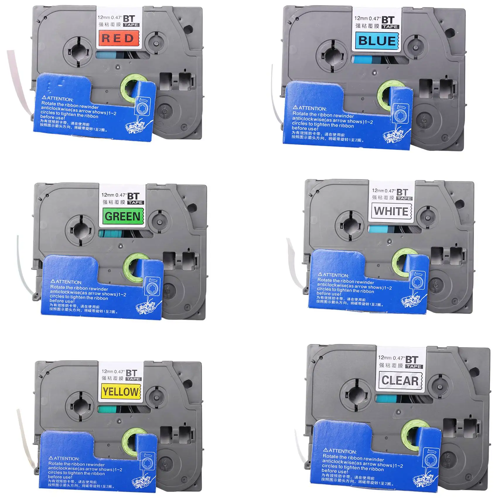 

6PCS 12Mm TZe131 TZe231 TZe431 TZe531 TZe631 TZe731 Lableing Tapes for Brother P-Press PT-D210 PT-H110 PT-D600 Printers