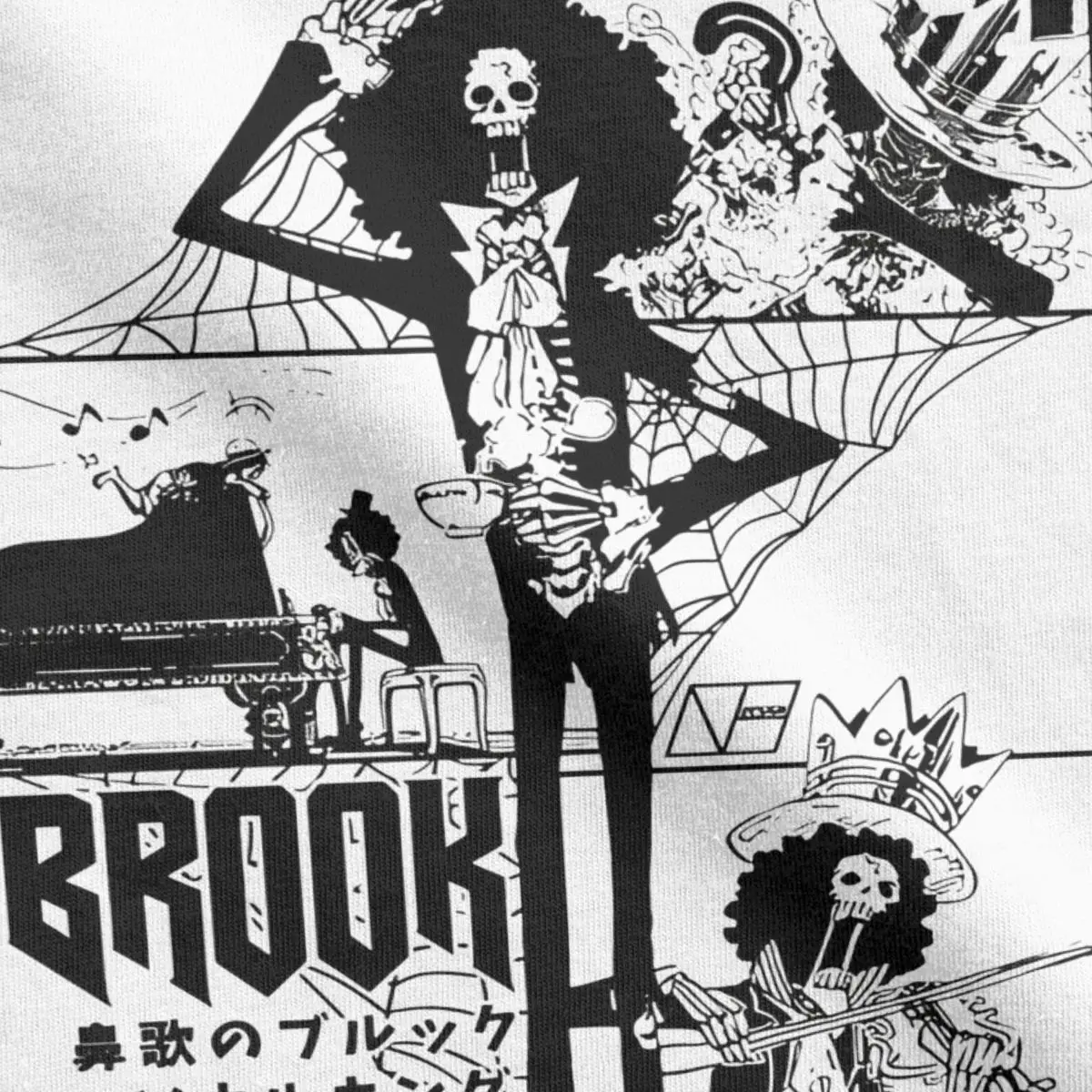 Brook мультфильм Oned аниме кусочки мужские новые хлопковые футболки с круглым