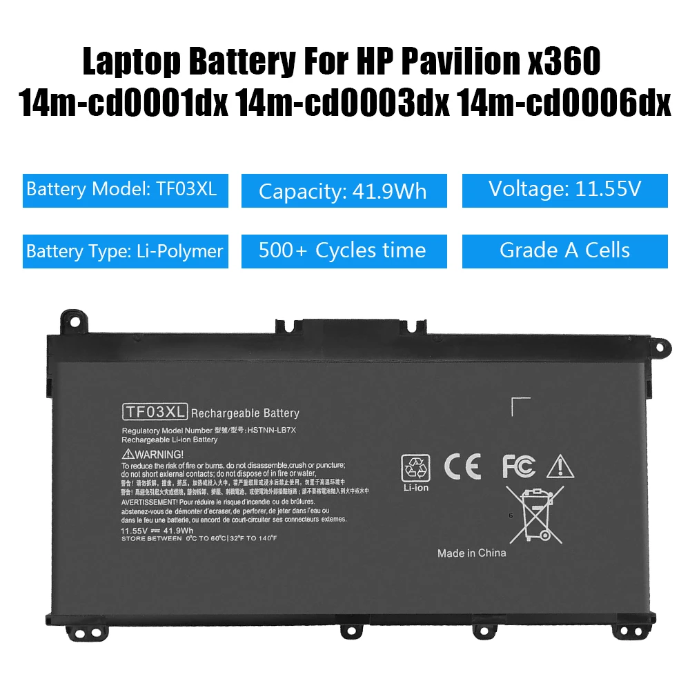 LISCN TF03XL Аккумулятор для ноутбука HP Pavilion 15-CC665CL 15-CD040WM 15-CC123CL HSTNN-UB7J 14-CD1055CL 14-CD1021LA TPN-Q188