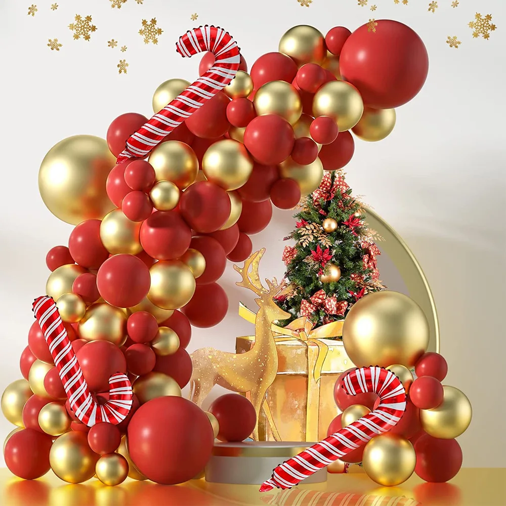

92Pcs/Set Metallic Gold Balloon Garland Arch Kit Christmas Crutch Balloon Latex Balloon Suits Christmas Party Decoration