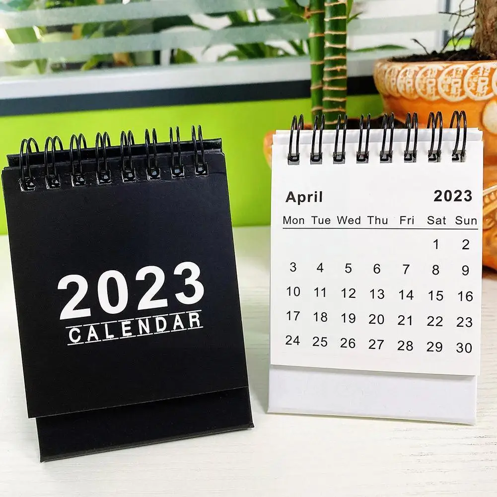 

2023 Mini Desk Calendar Paper Calendar Black White Agenda Desktop Table Scheduler Planner Simple Weekly Office Daily Statio F3U1