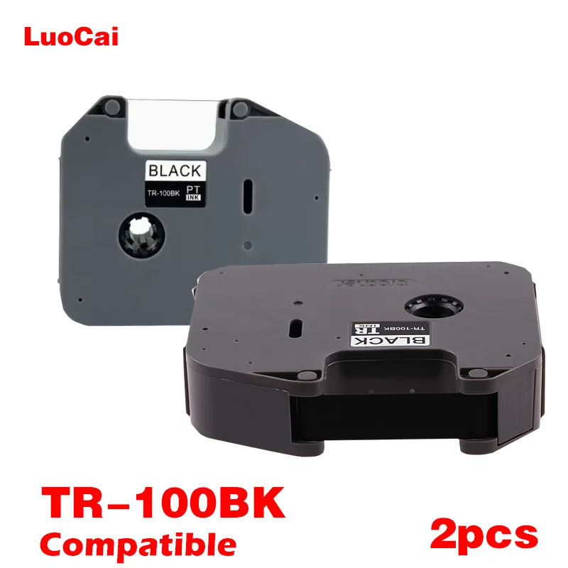 

2x TR-100BK label tape for ribbon printer PT-E800TKW