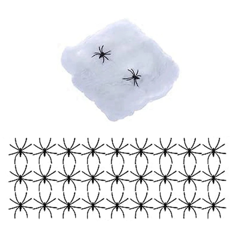 

Spider Web Halloween Decoration Stretching Spider Web With 100 Spiders Suitable For Indoor/Outdoor Horror Atmosphere