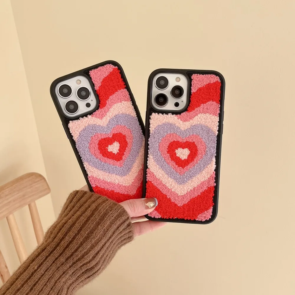 

Multiple Love Pattern Towel Embroidery Phone Case For iphone 14 14Pro 14ProMax 11ProMax 11 12Pro 12 13ProMax 13Pro 13 Soft Shell