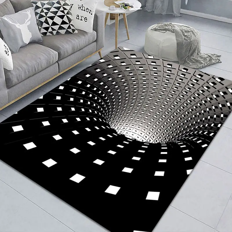 

Room Decoration Teenager 3D Vortex Illusion Carpet Entrance Door Mat Living Room Rug Geometric Optical Doormat Illusion Rug