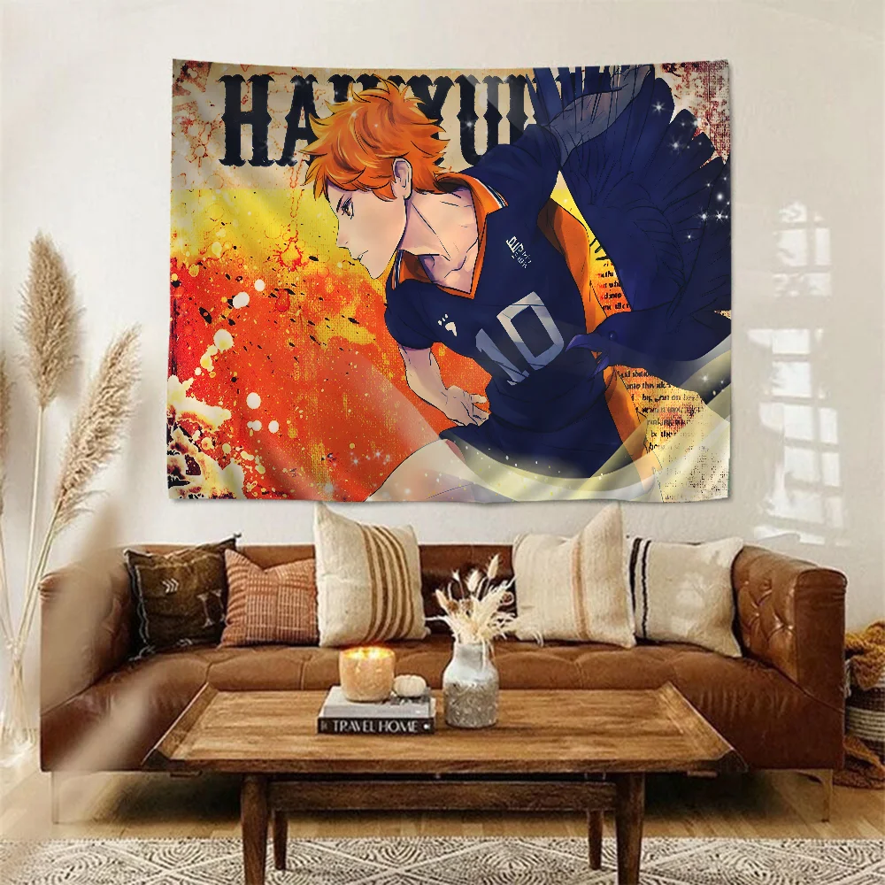 Haikyuu Богемный Гобелен Хиппи Настенный Полиэстер Хлопок Мультяшный Принт