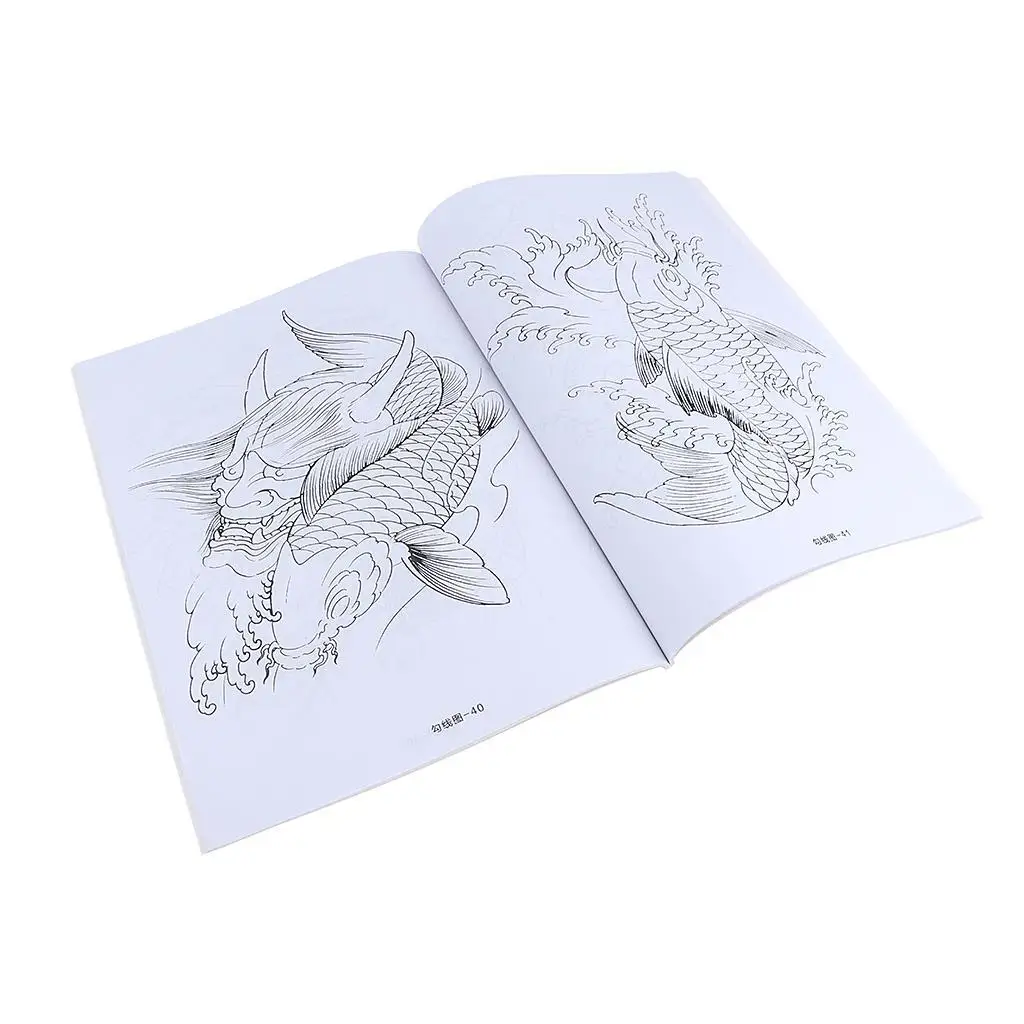 

Оригинальные различные виды татуировок книжка Koi татуировки вдохновленные Раскрашивание боди-арт