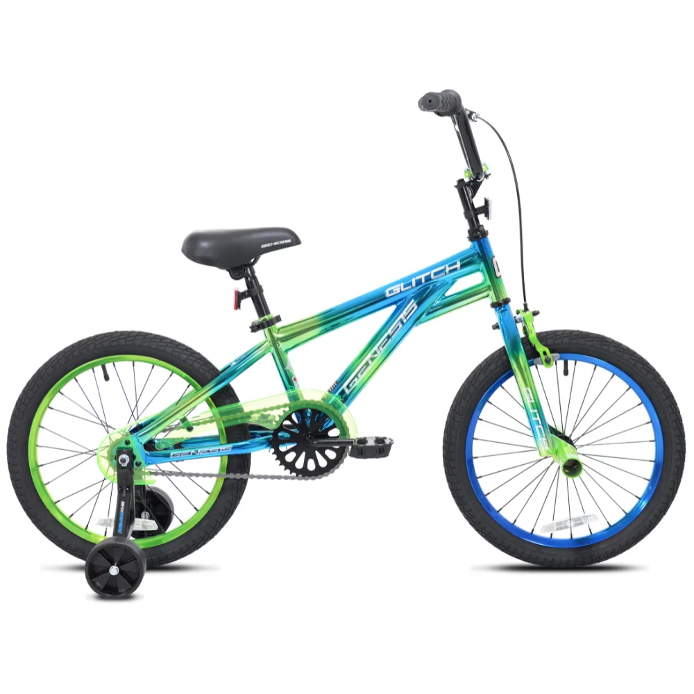 

18" Glitch Boy's BMX Bike, Blue/Green Provide a smooth and stylish riding experience