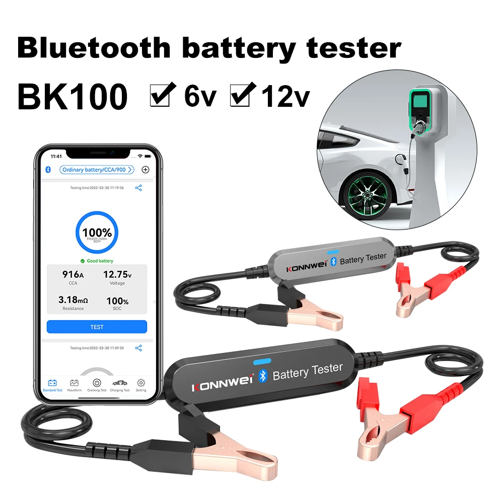 

Тестер автомобильных аккумуляторов BK100, 6-12 В, Bluetooth, 100-2000CCA