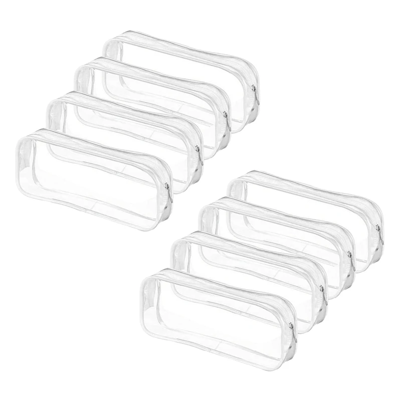 

8 Pcs Clear Pencil Case Big Capacity Transparent Pen Pencil Bag PVC Pen Pencil Zipper Pouches
