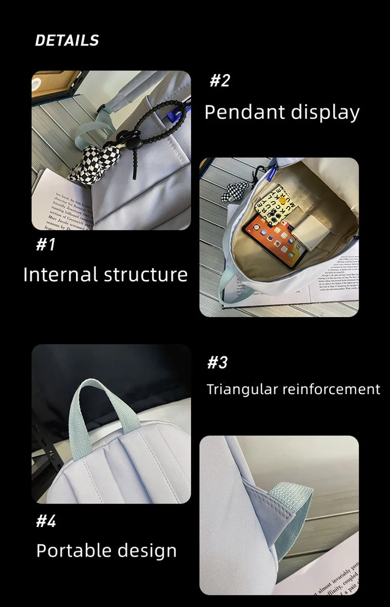 Teenage Girls Simple Casual School Bag Fashion Trendy Versatile Laptop Backpack High School Students Fashion School Bag