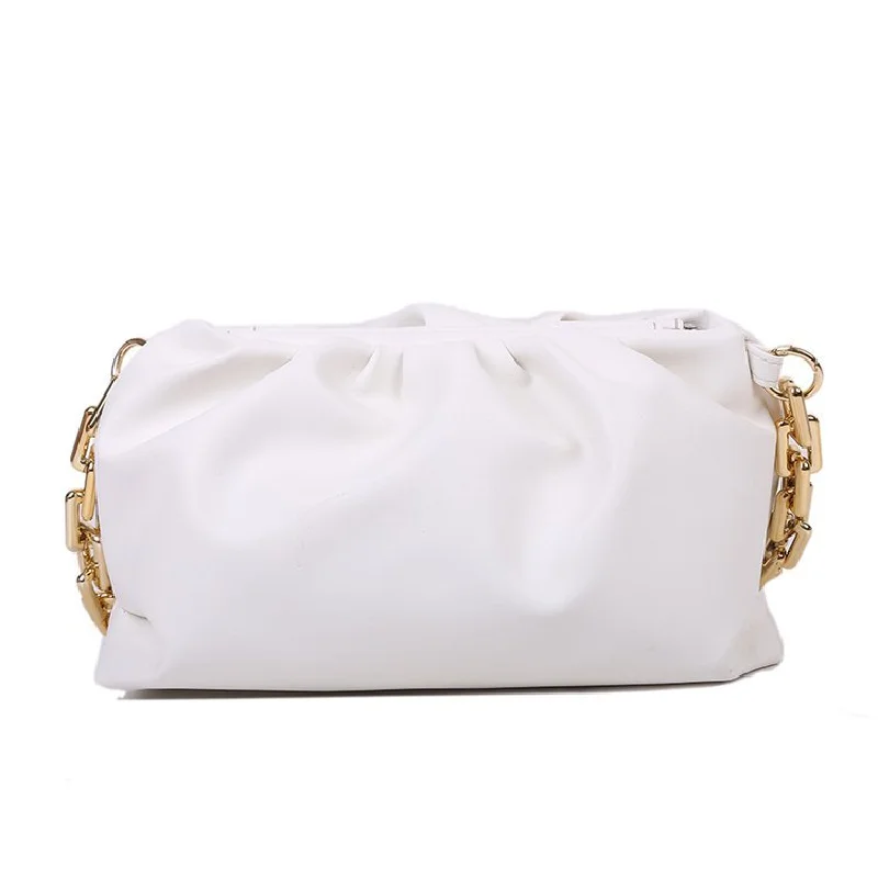 

Summer Women Handbag Pu Leather Chain Clip Cloud Bag Fashion Simple Large Capacity Underarm Bag For Lady