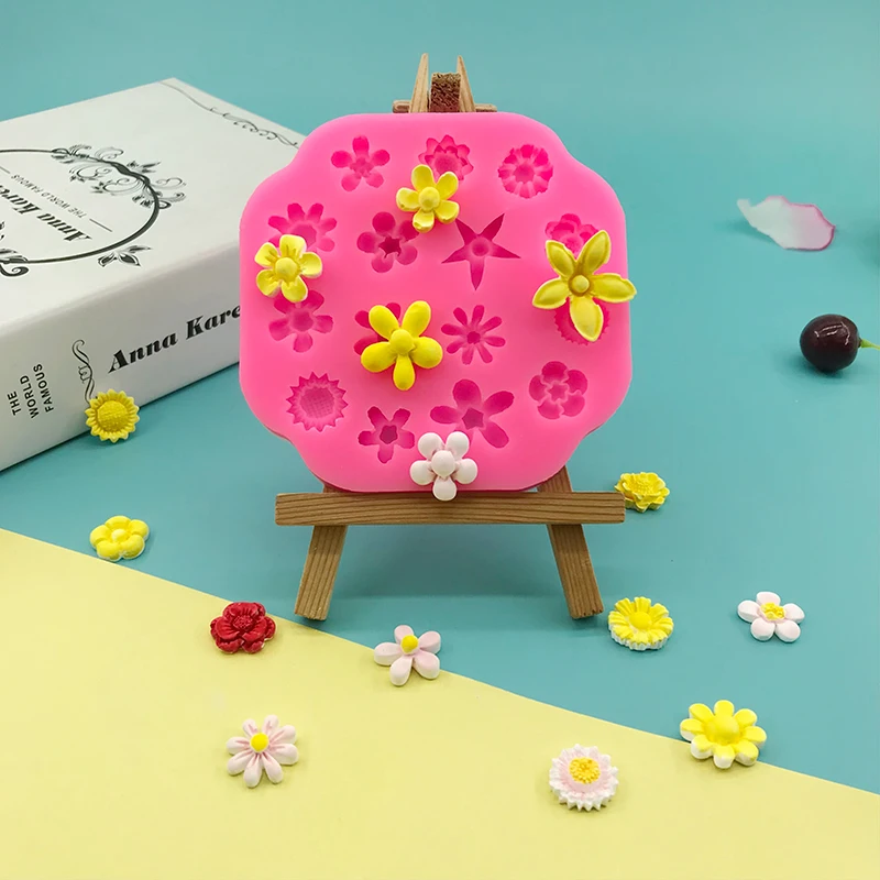 

DIY various small flower silicone mold chocolate sugar cake decoration tool cupcake dessert baking aromatherapy decoration mold