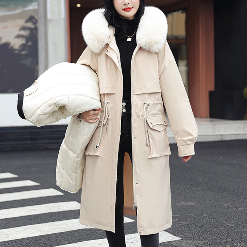 New Casual Fashion 2022 Female Winter Parkas For Women Coats Long Thick Parka Liner Remove Women's jacket Feminine clothes