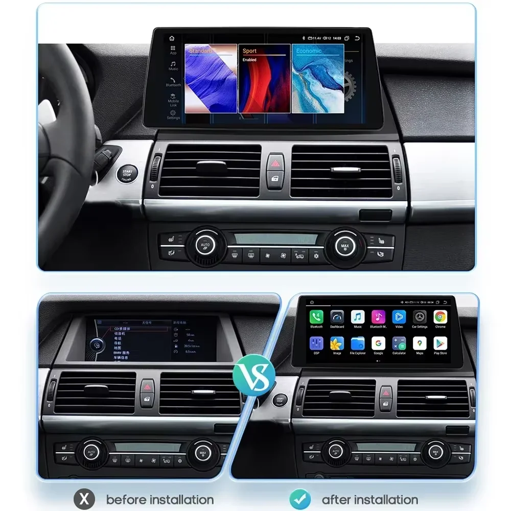 Фото Авторадио Wireless Carplay для BMW X5 X6 E70 E71 2007-2013 CCC CIC System Мультимедийный дисплей Сенсорный экран Android Авто головное устройство №4