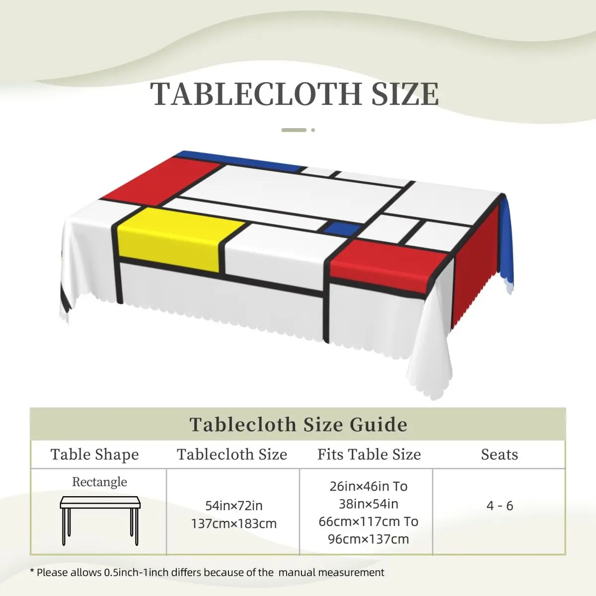 Прямоугольная маслостойкая Скатерть Mondrian Минималистичная Современная