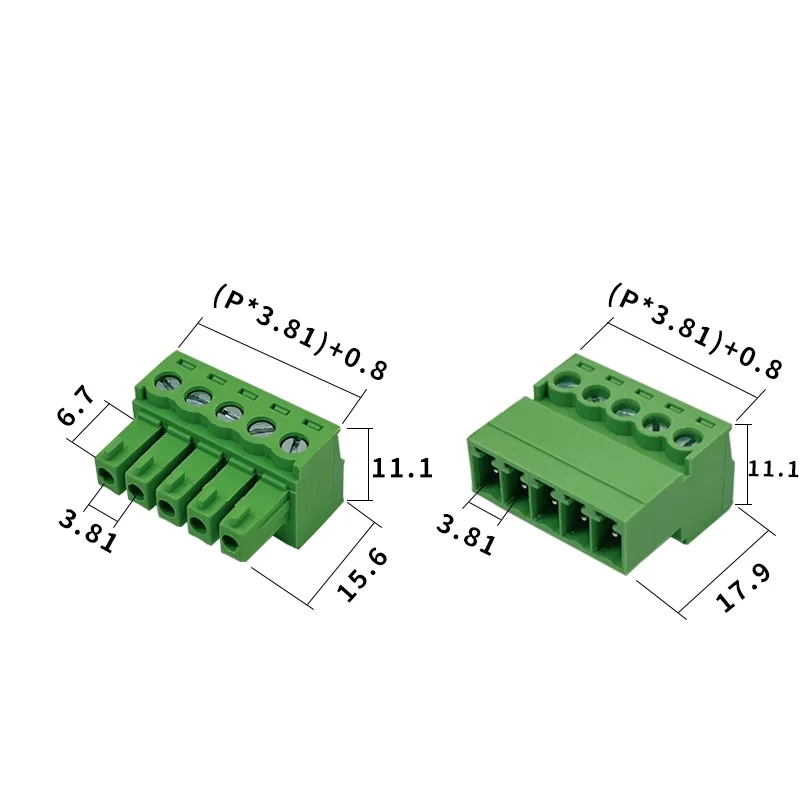 Печатная плата 15EDG с шагом 3,81 мм, 1 комплект, 15 контактов/3/4/5/6/7/8/9/10-24 контакта, штепсельный разъем «Папа-мама», подключаемый клеммный блок