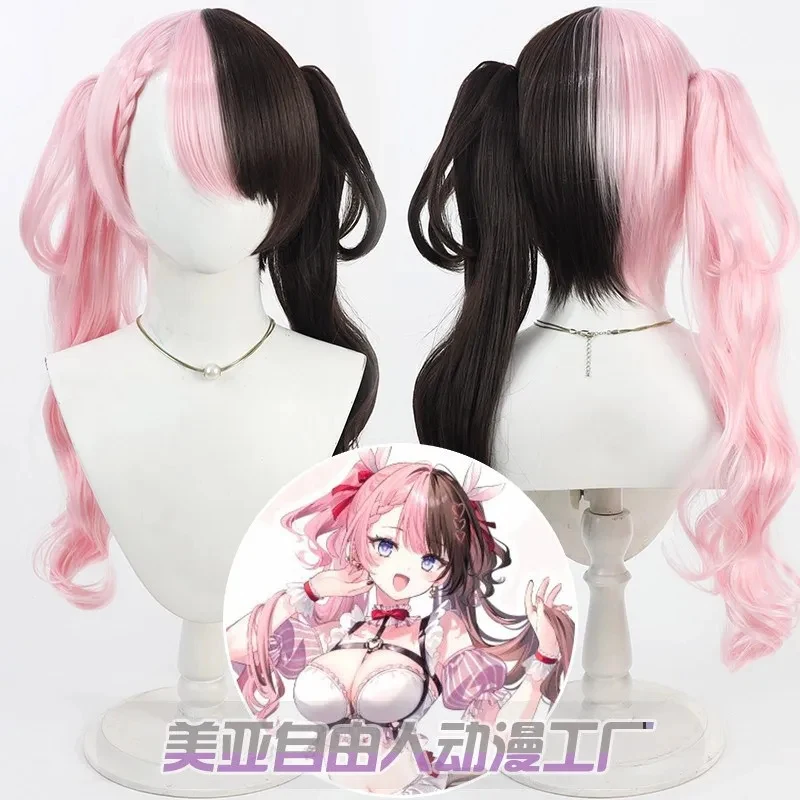 Фото ER1KAnime Virtual YouTuber VTuber Hinano Tachibana, парики для косплея, розовые и черные двухцветные парики из устойчивого синтетического волоса + шапочка для парика №2