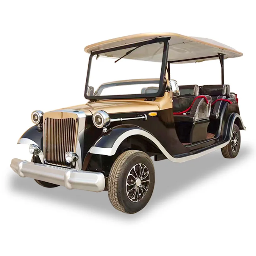 Wysokowydajny klasyczny samochód w stylu vintage zasilany panelem słonecznym Antyczny samobieżny Mały wózek golfowy rekreacyjny