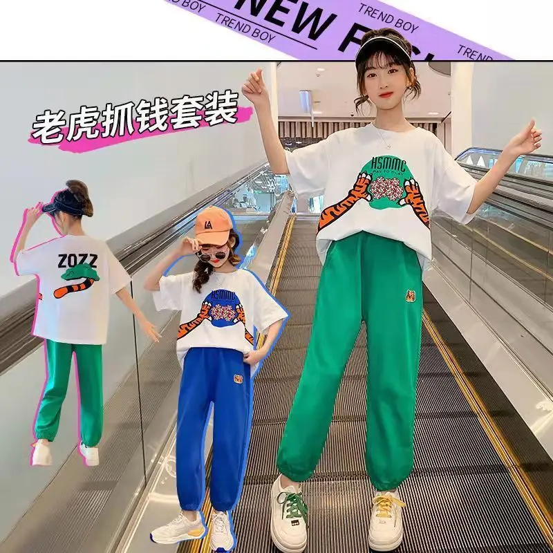 

Summer Girls' Short-Sleeved T-Shirt Two-Piece Set New Casual Children's Clothing Tide Clothes Korean Version Two Sets Of Girls