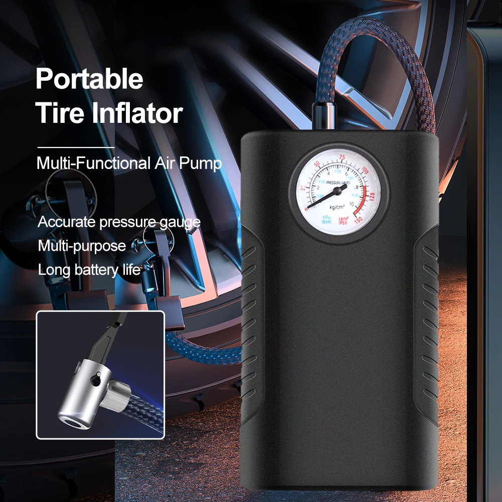 

Cordless Car Tire Inflator Portable Air Compressor Pump With Pressure Gauge Electric Air Pump For Car Motorcycles Bicycle Ball