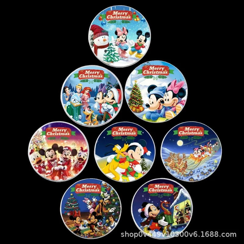 

Disney Christmas Mickey Mouse Commemorative Coin Movie Character Minnie Lucky Coin Crafts Furniture Decoration Children's Gifts