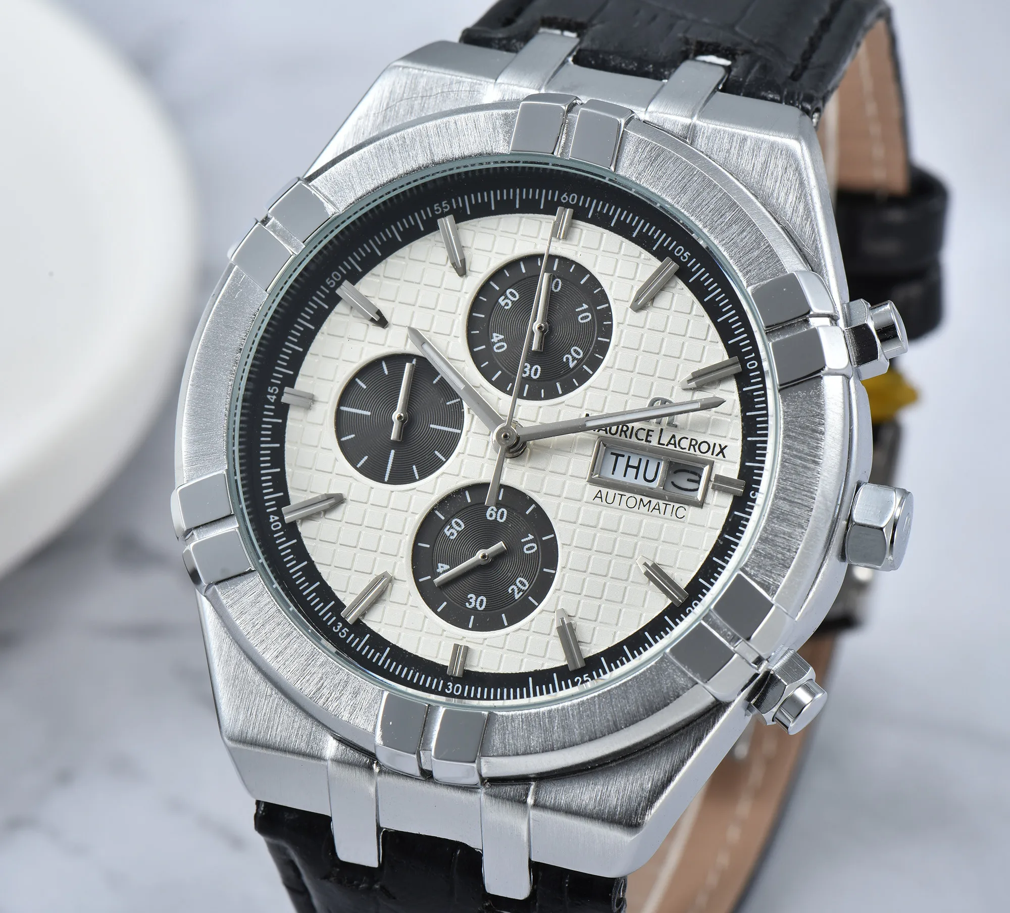

MAURICE LACROIX Luxury Multifunction Chronograph Top Leather Waterproof Men's Watch Fake Week True Calendar Quartz Watch reloj