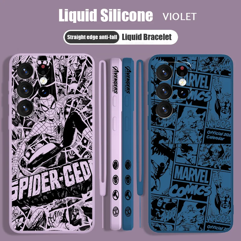 

Marvel Fashion Art Phone Case For Samsung S23 S22 S21 S20 Fe S10 Note 20 10 Ultra Lite Plus Liquid Left Rope Cover