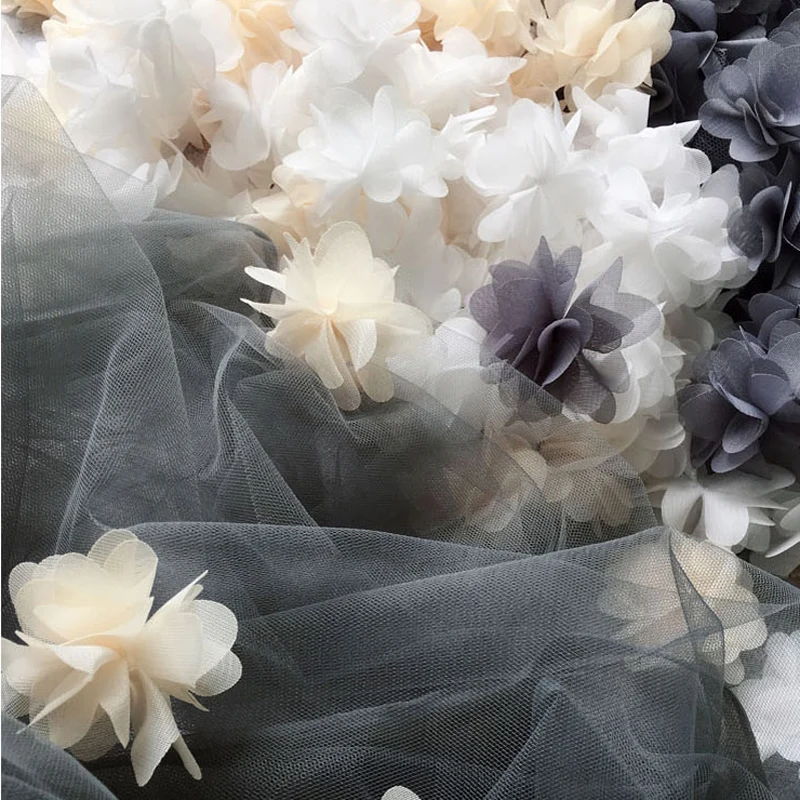 20Pcs Flower Chiffon Cluster Flowers For Wedding Dress Bridal Fabric Lace Trim Fabric DIY 5.5CM Wide images - 6