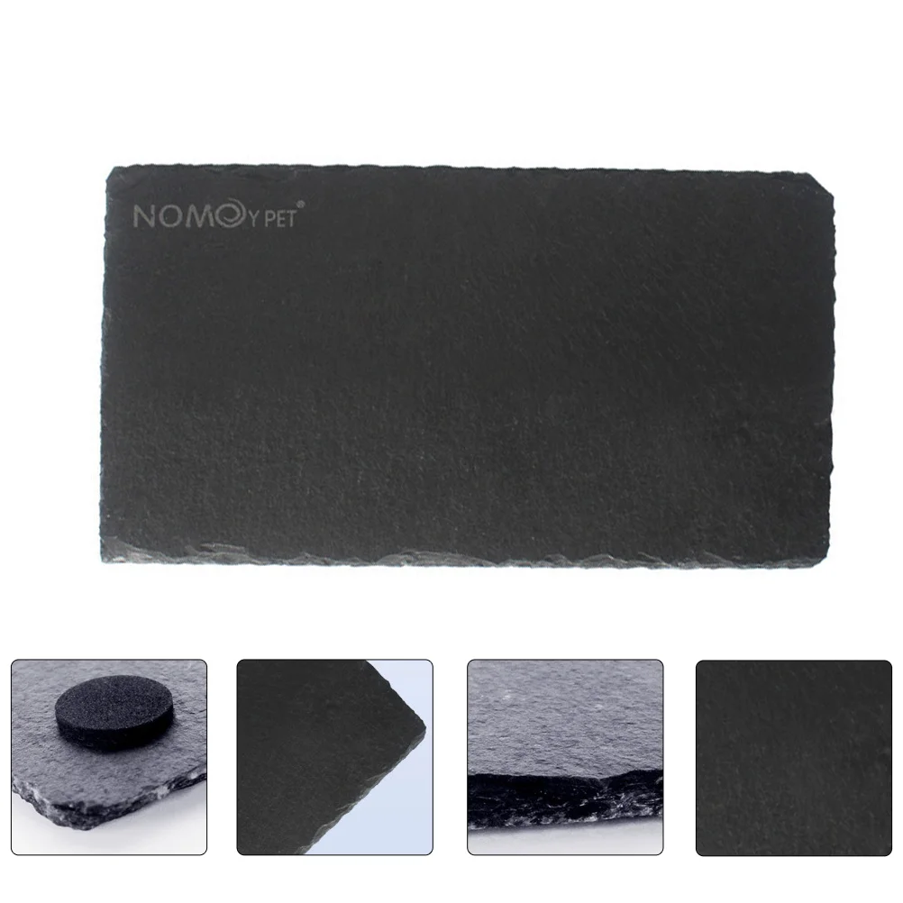 

1Pc Feeding Plate Reptile Feeding Basin Food Fodder Board Stone Board (Black)