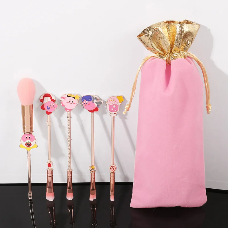 

5Pcs/set Kawaii Kriby Makeup Brush Set Cute Kriby Cartoon Cartoon Peripheral Makeup Brush Accessories Toy for Girls Gifts