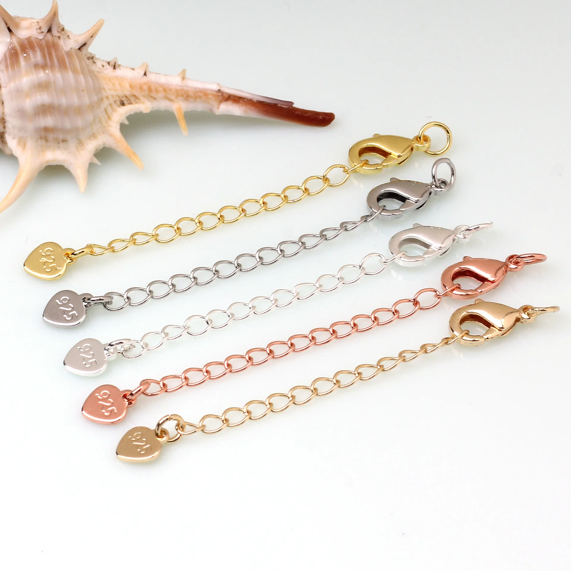 10pcs Lobster Clasps Connector with Teardrop Tail Chain Extension Chain DIY Jewelry Making For Necklace Bracelets Accessories