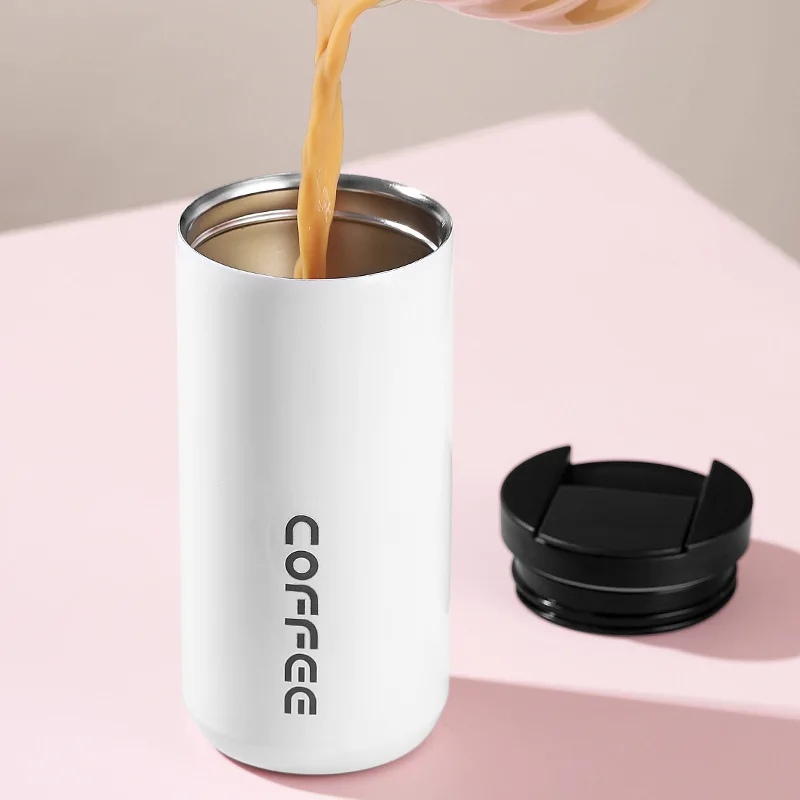 

Double Wall Coffee Cups With Lid 300/500ml Thermal Drinking Bottle Cup Stainless Steel Car Thermos Mug Wholesale Drinkware 400ml