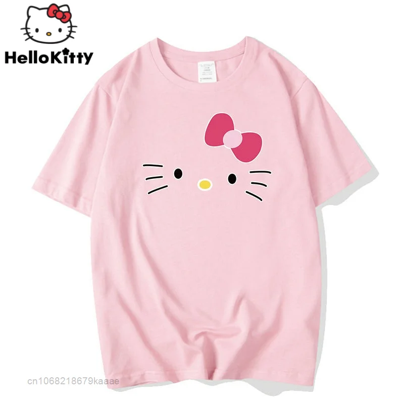 

Hello Kitty Clothes Luxury Streetwear Harajuku T Shirt Y2k 100% Cotton Short Sleeve Tshirt Fashion Women's Summer Loose Tops