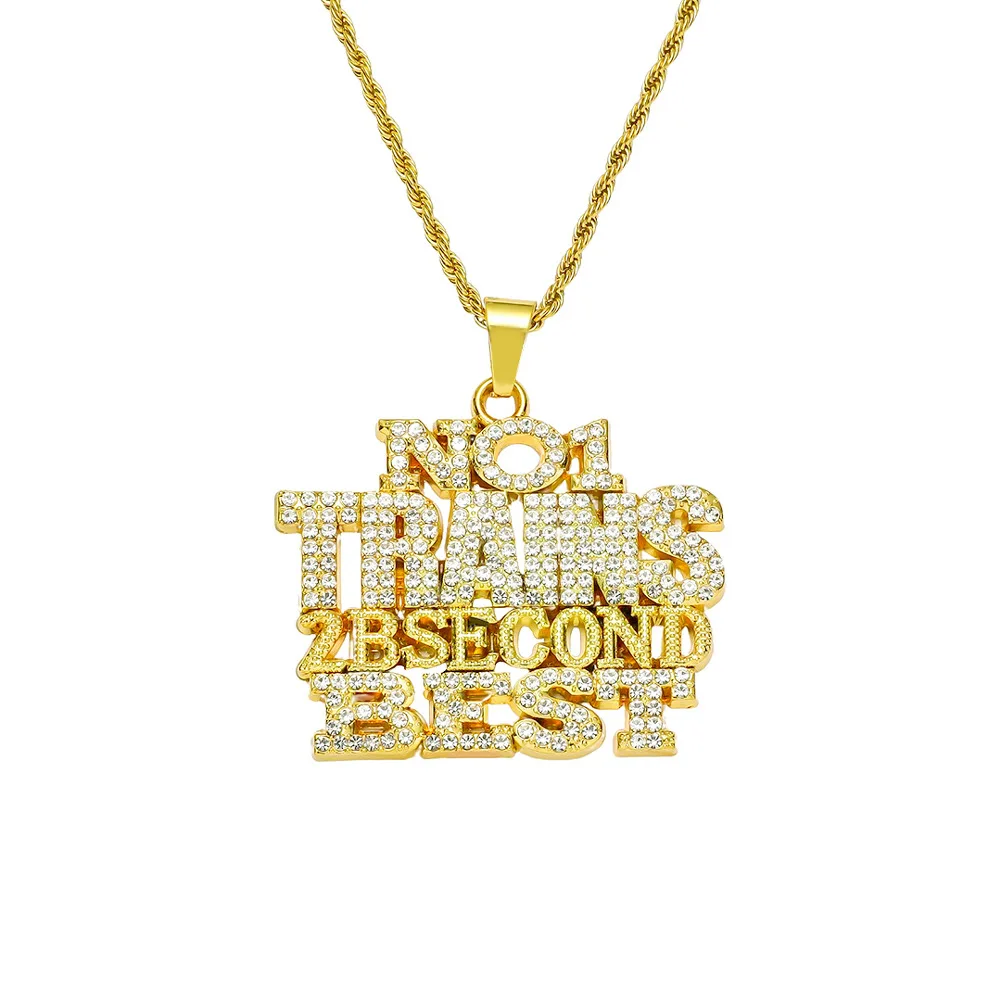 

European And American Cross-border Trend Hip Hop Diamond Alphanumeric Pendant Necklace